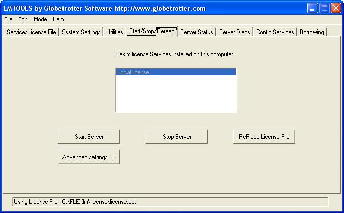 FLEXlm server start